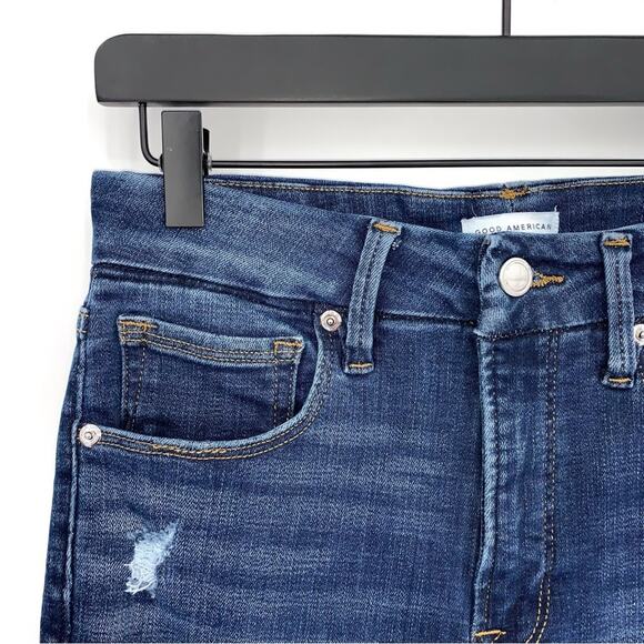 GOOD AMERICAN Good Legs Crop Skinny Jeans Blue Denim 4/27 - Picture 3 of 11